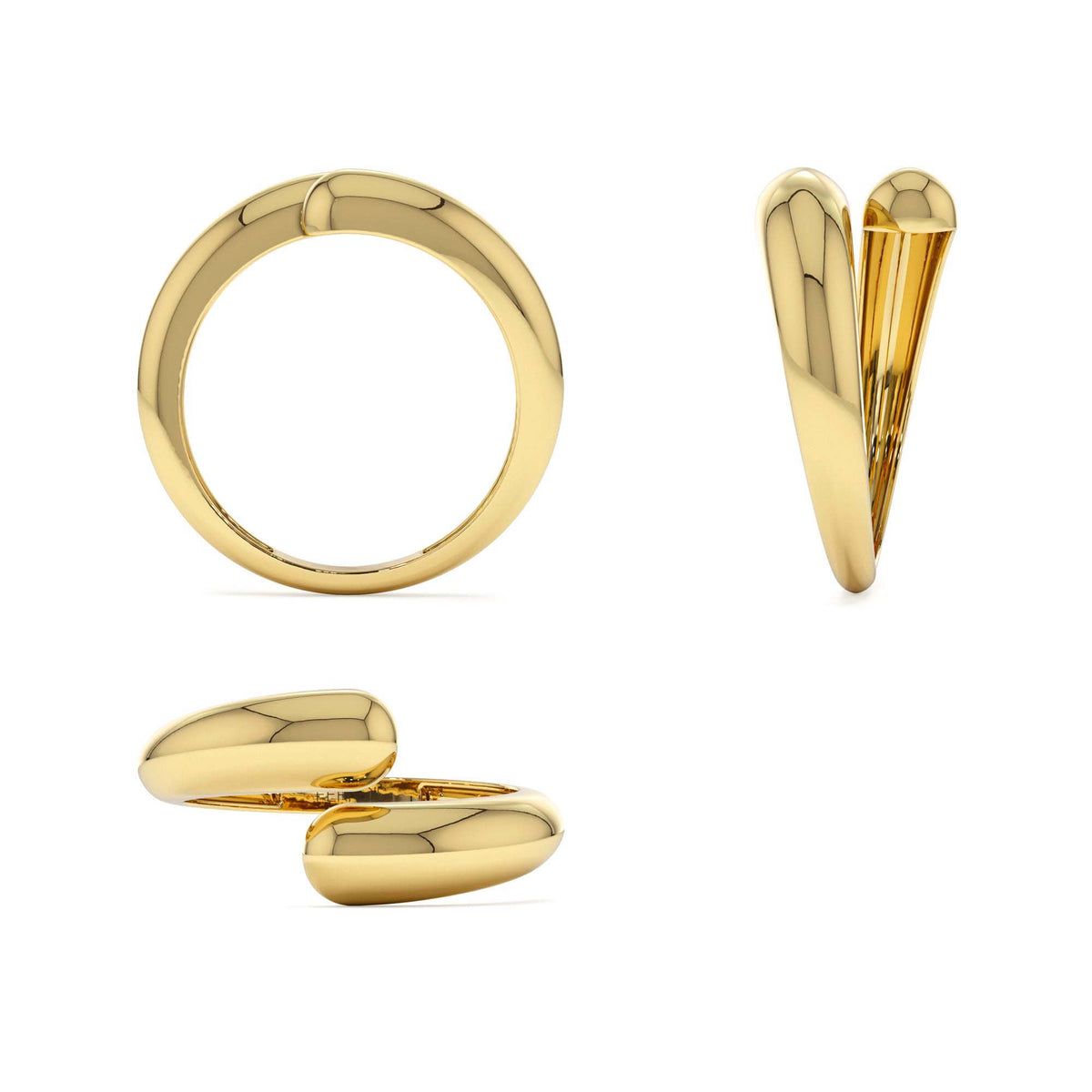 Plain Cuff Ring in 14K Gold — view 3