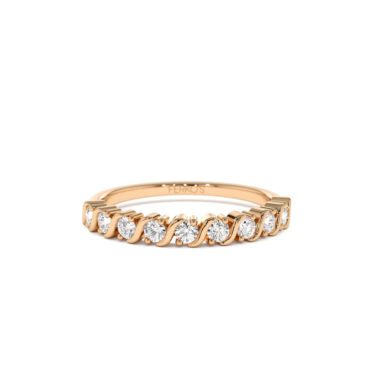 Womens Diamond Wedding Ring in 14K Gold — view 5