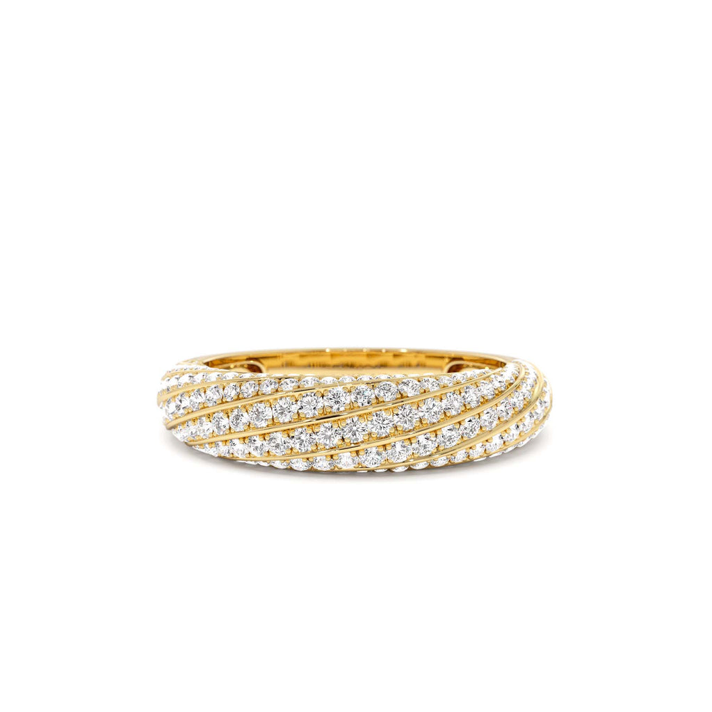 Unique Twist Design Pave Diamond Ring in 14K Gold — view 1