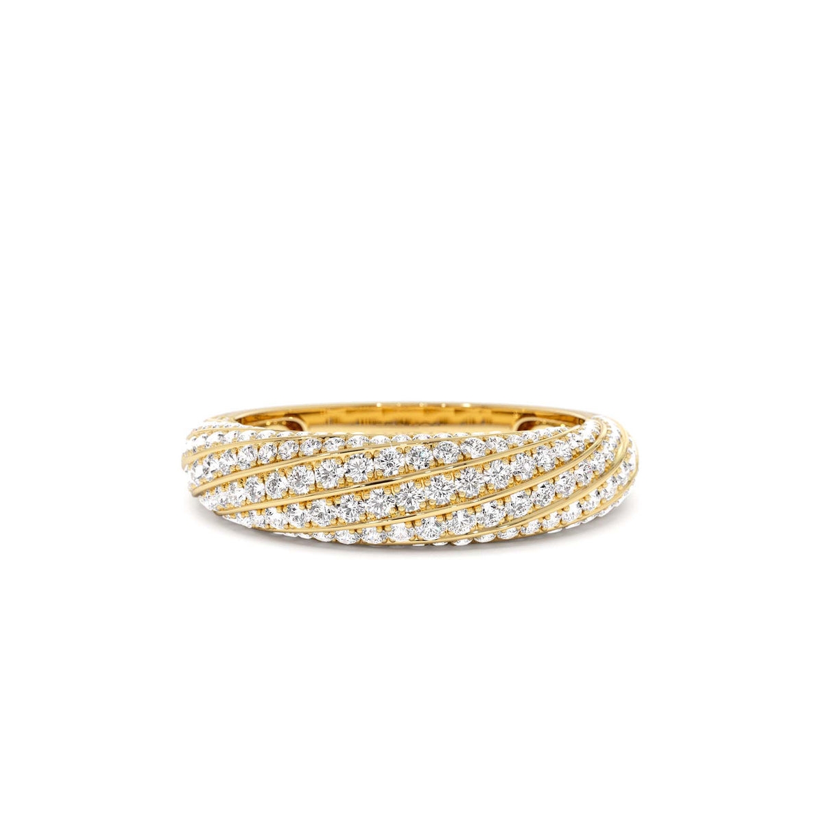 Unique Twist Design Pave Diamond Ring in 14K Gold — view 1