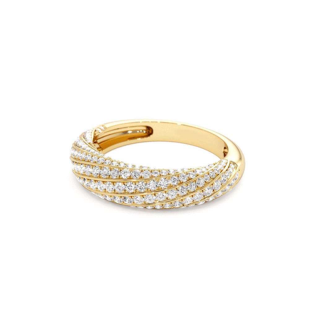 Unique Twist Design Pave Diamond Ring in 14K Gold — view 2