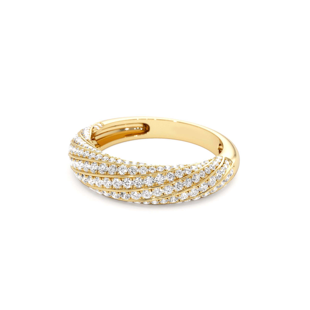 Unique Twist Design Pave Diamond Ring in 14K Gold — view 2