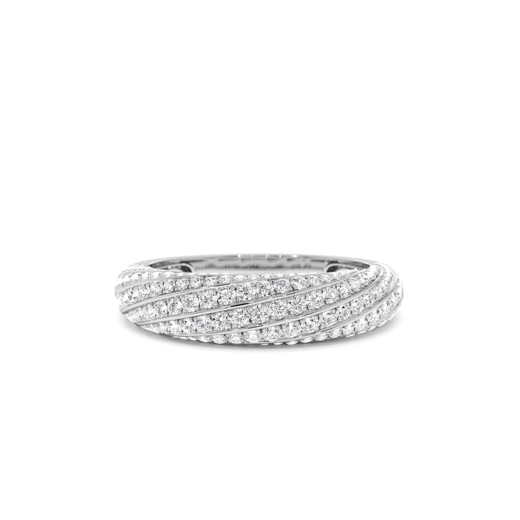 Unique Twist Design Pave Diamond Ring in 14K Gold — view 4