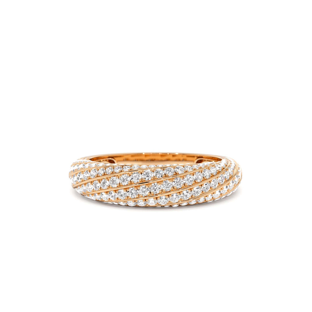 Unique Twist Design Pave Diamond Ring in 14K Gold — view 5