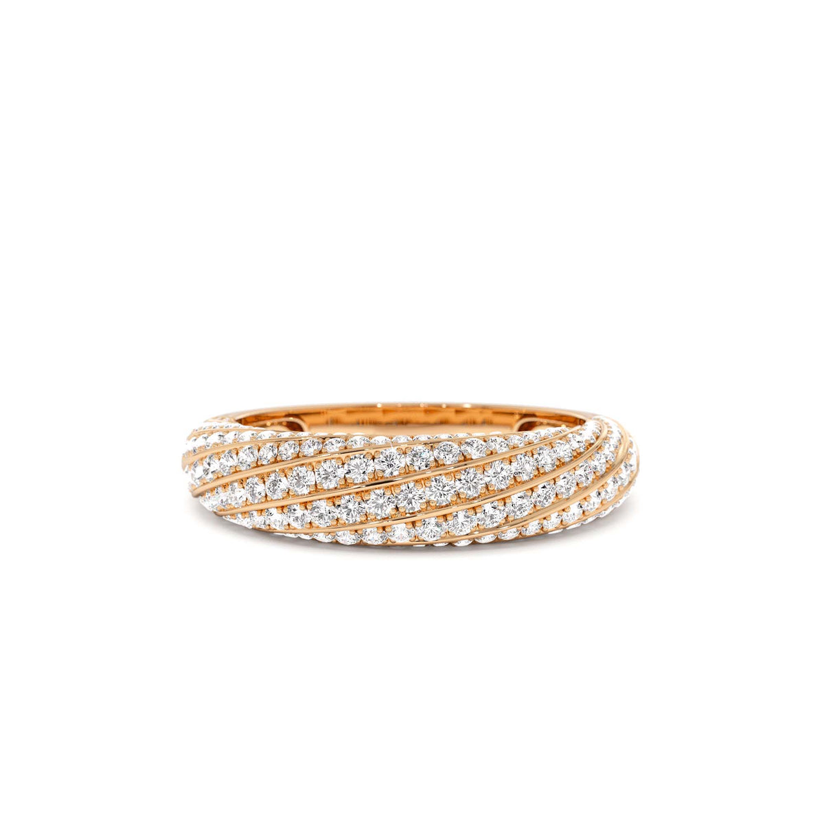 Unique Twist Design Pave Diamond Ring in 14K Gold — view 5