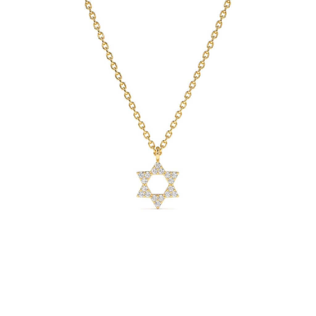 Star of David Diamond Necklace in 14K Gold — view 1