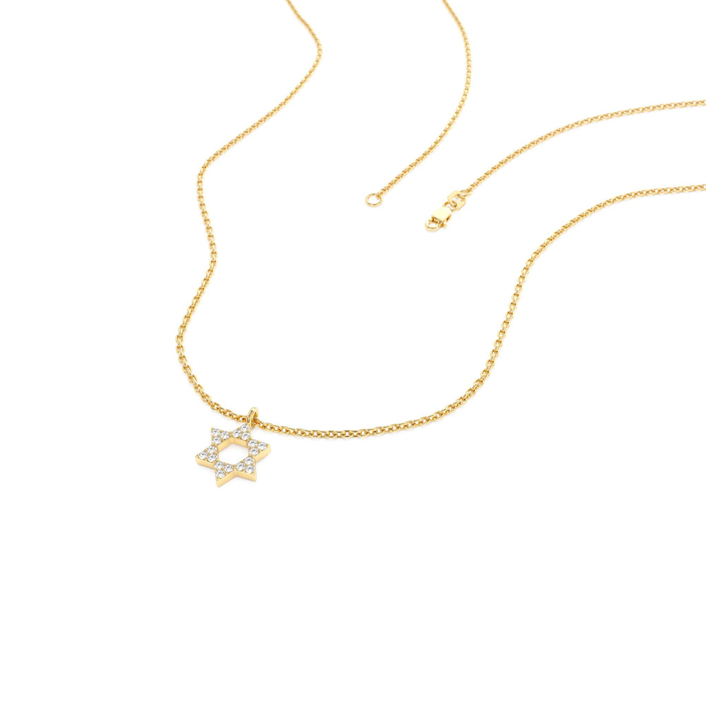 Star of David Diamond Necklace in 14K Gold — view 2