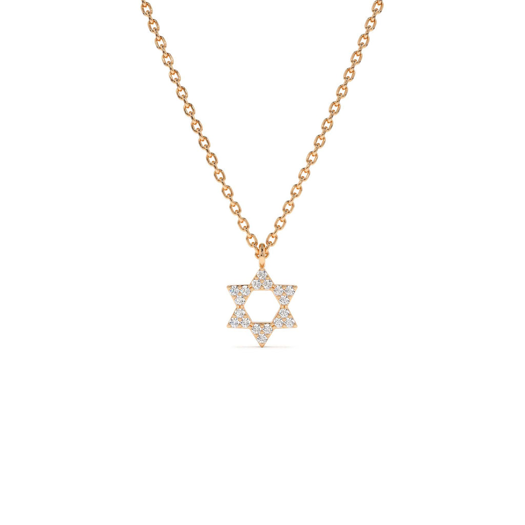 Star of David Diamond Necklace in 14K Gold — view 4