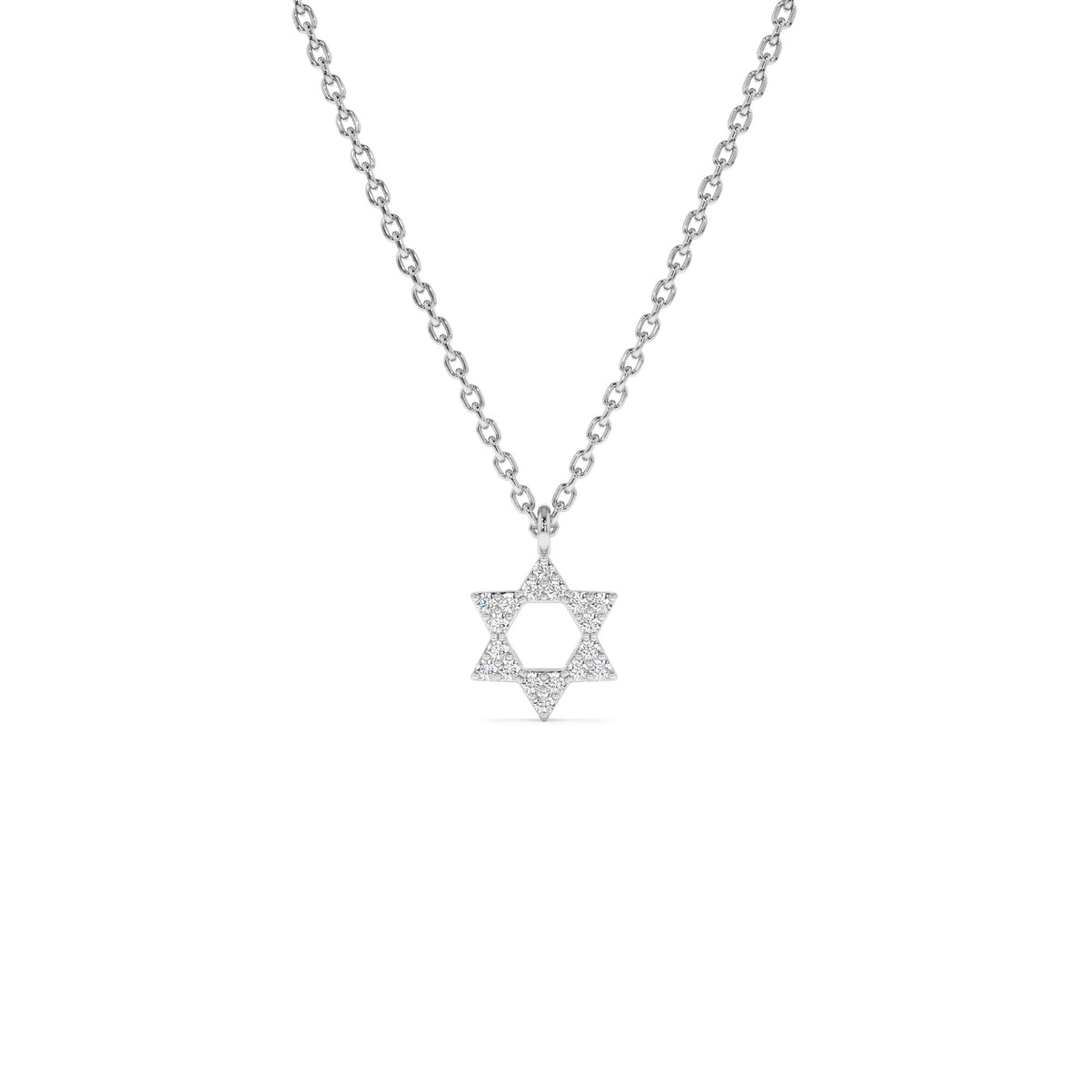 Star of David Diamond Necklace in 14K Gold — view 3