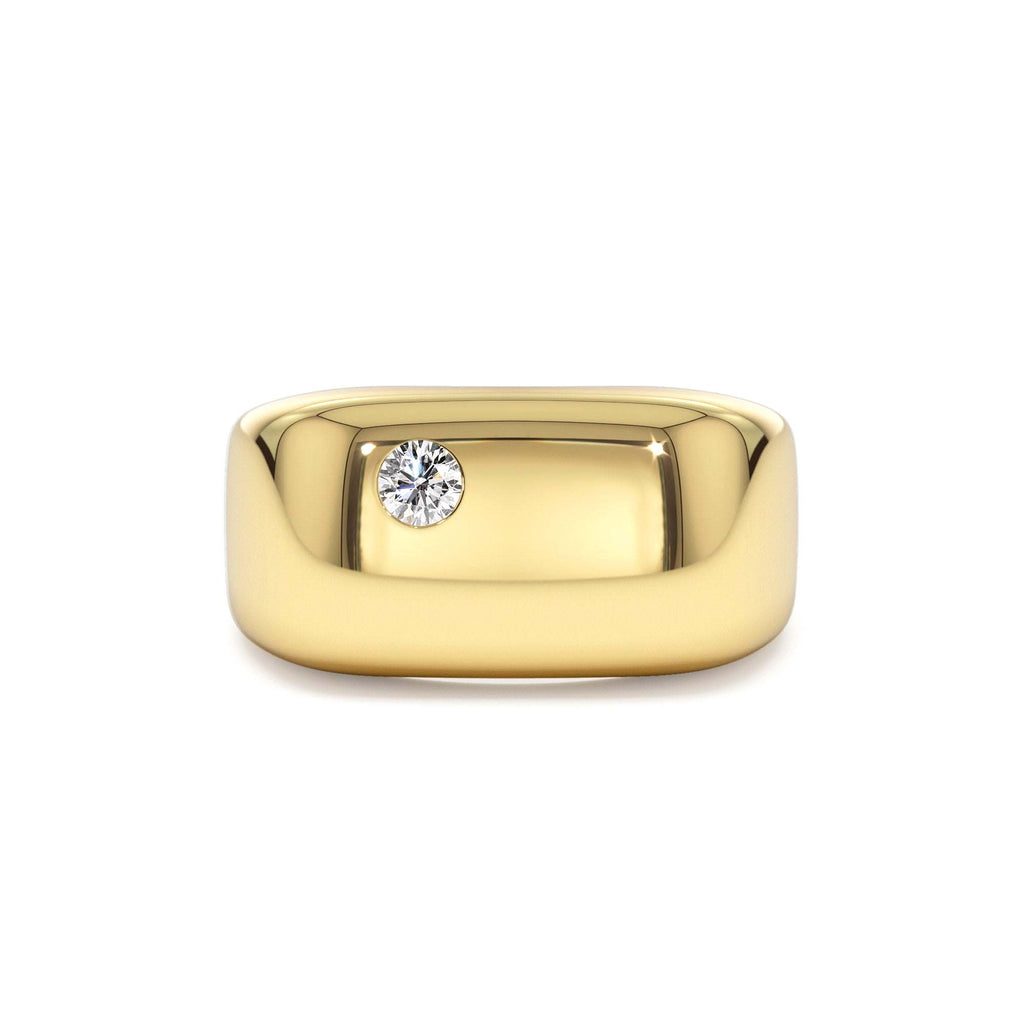 Rectangular Diamond Signet Ring in 14K Gold — view 1