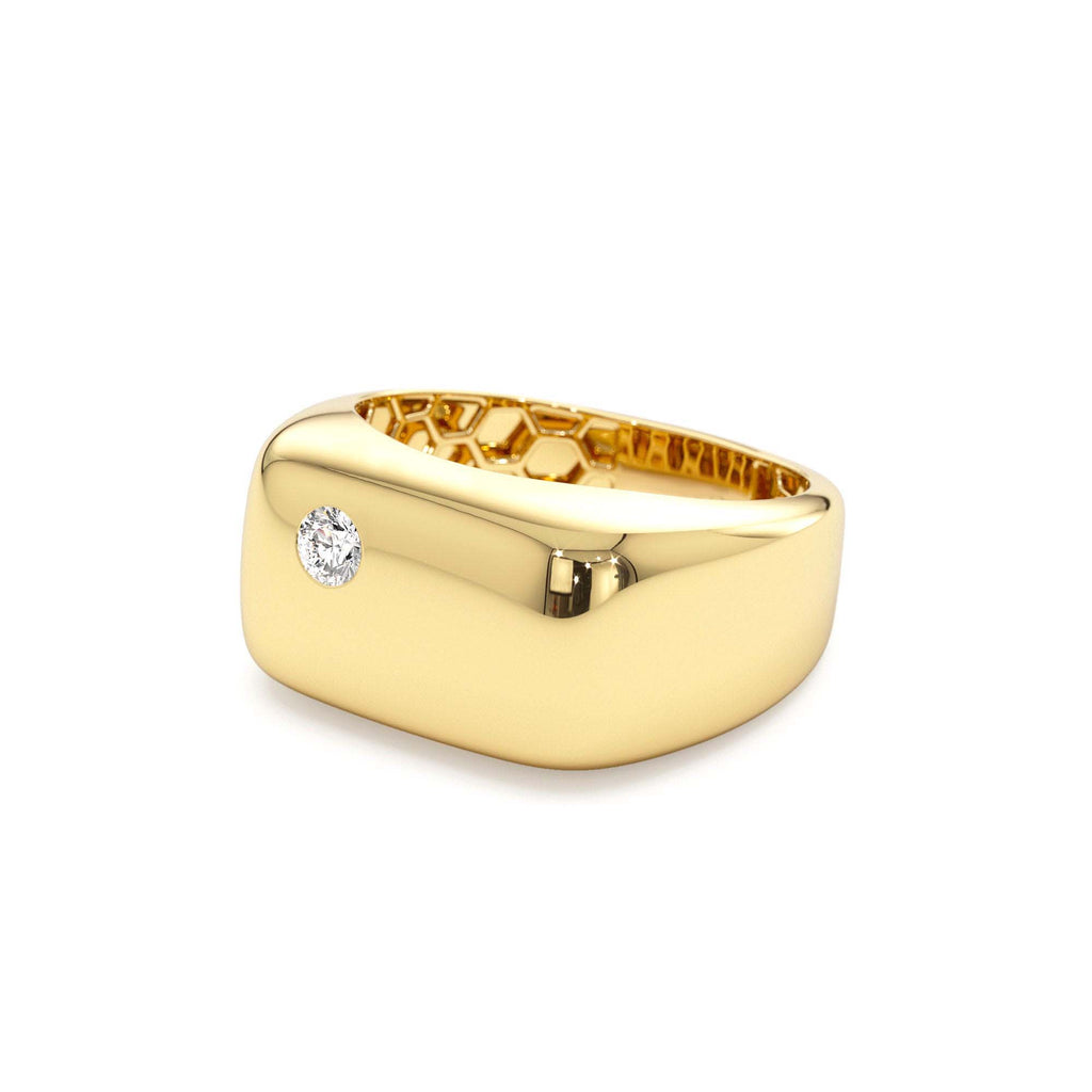 Rectangular Diamond Signet Ring in 14K Gold — view 2