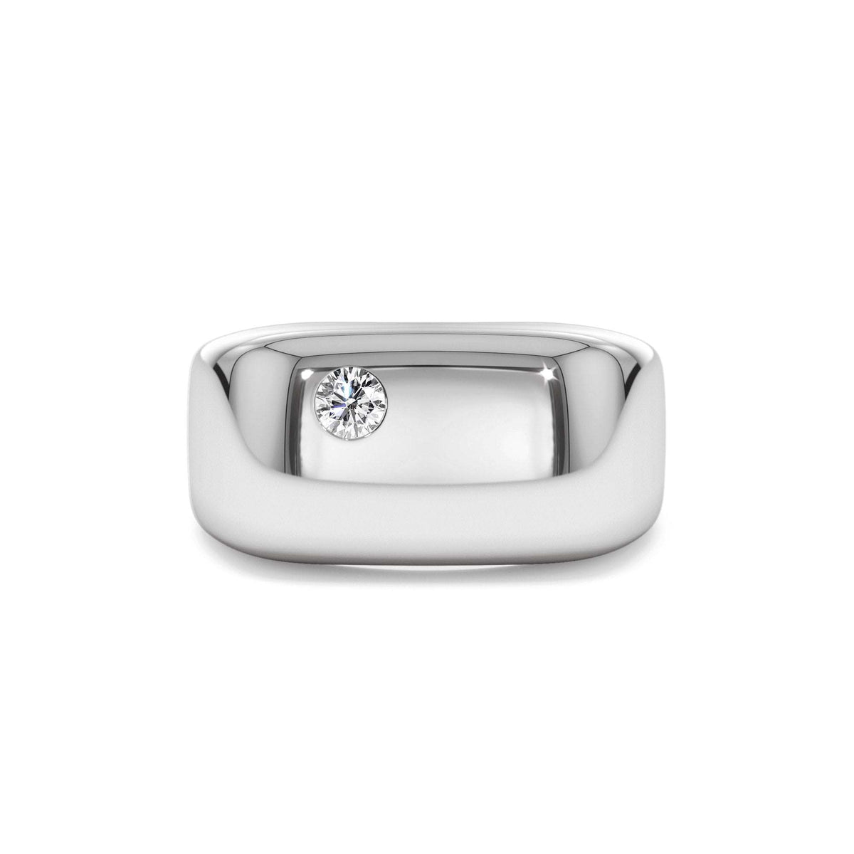Rectangular Diamond Signet Ring in 14K Gold — view 4