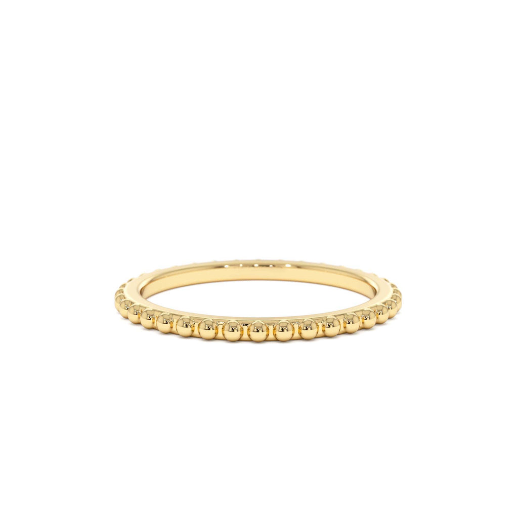 Beaded Wedding Band in 14K Gold — view 1