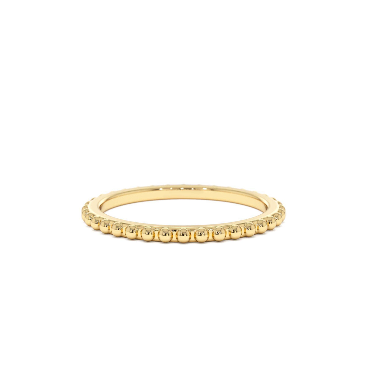 Beaded Wedding Band in 14K Gold — view 1