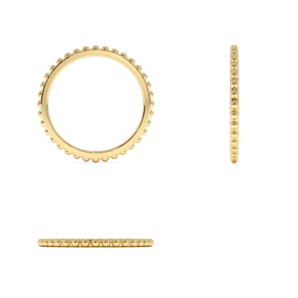 Beaded Wedding Band in 14K Gold — view 3