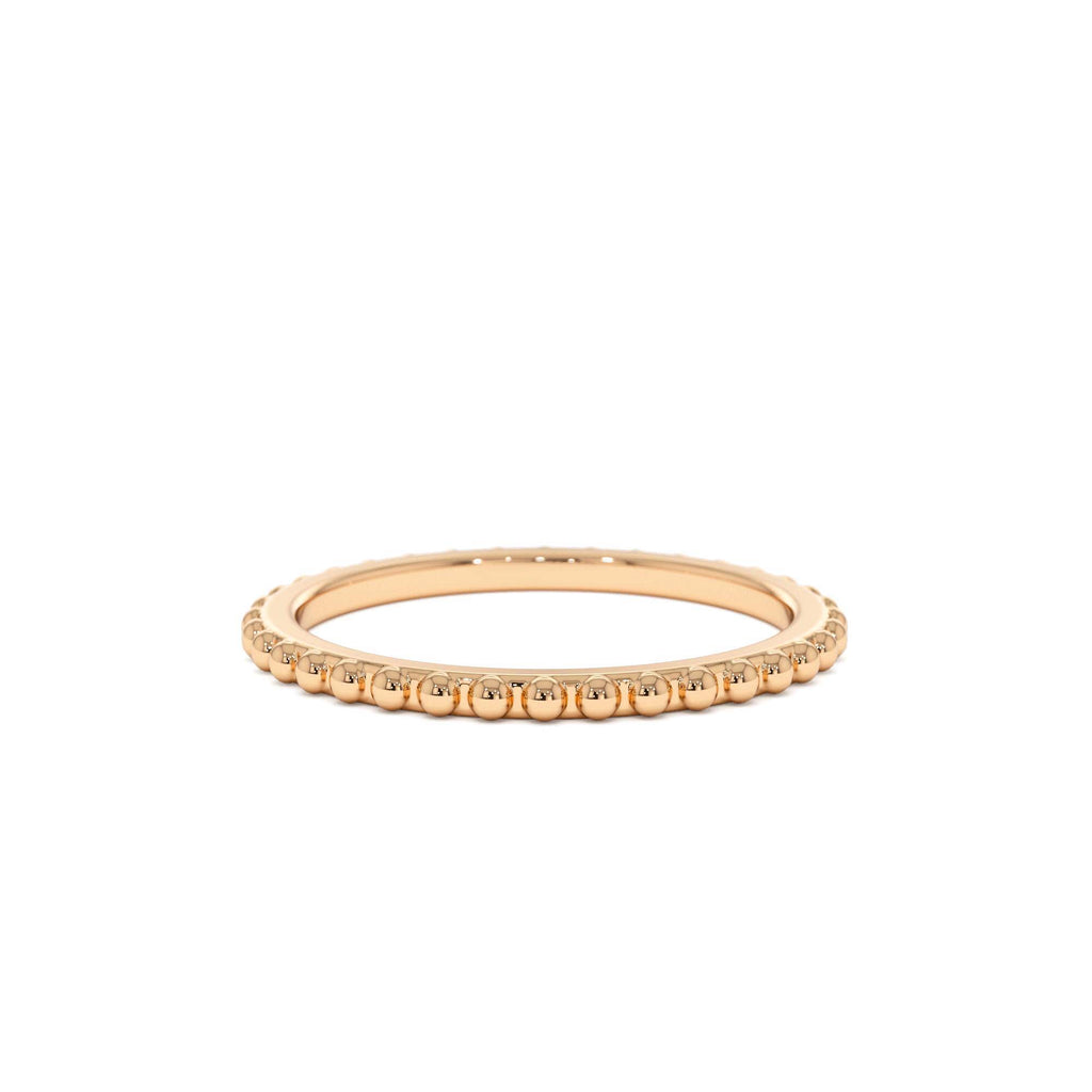 Beaded Wedding Band in 14K Gold — view 5