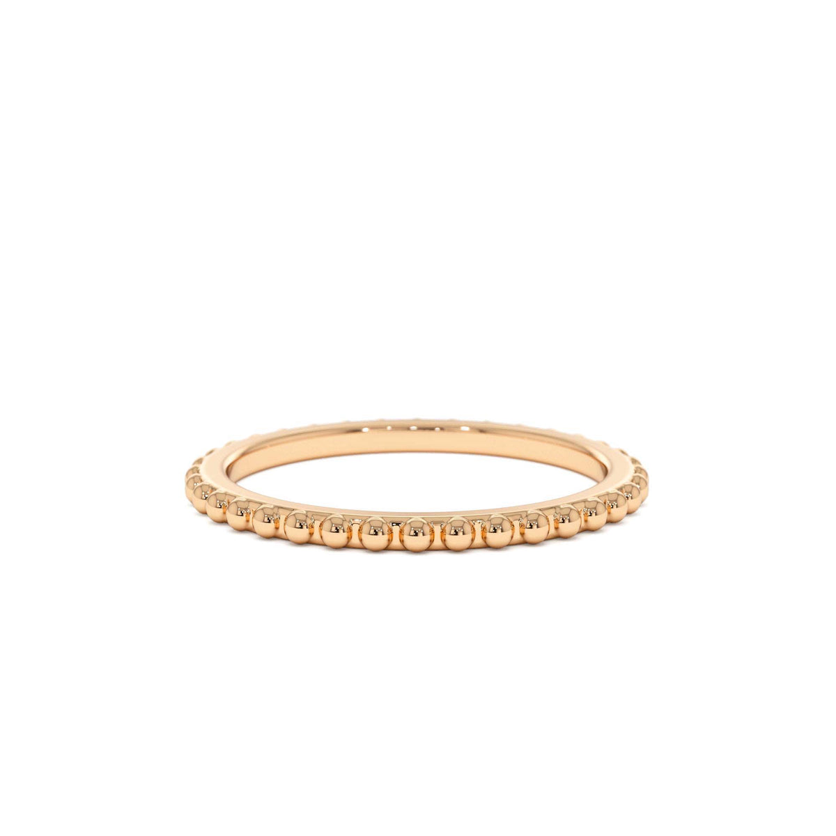Beaded Wedding Band in 14K Gold — view 5