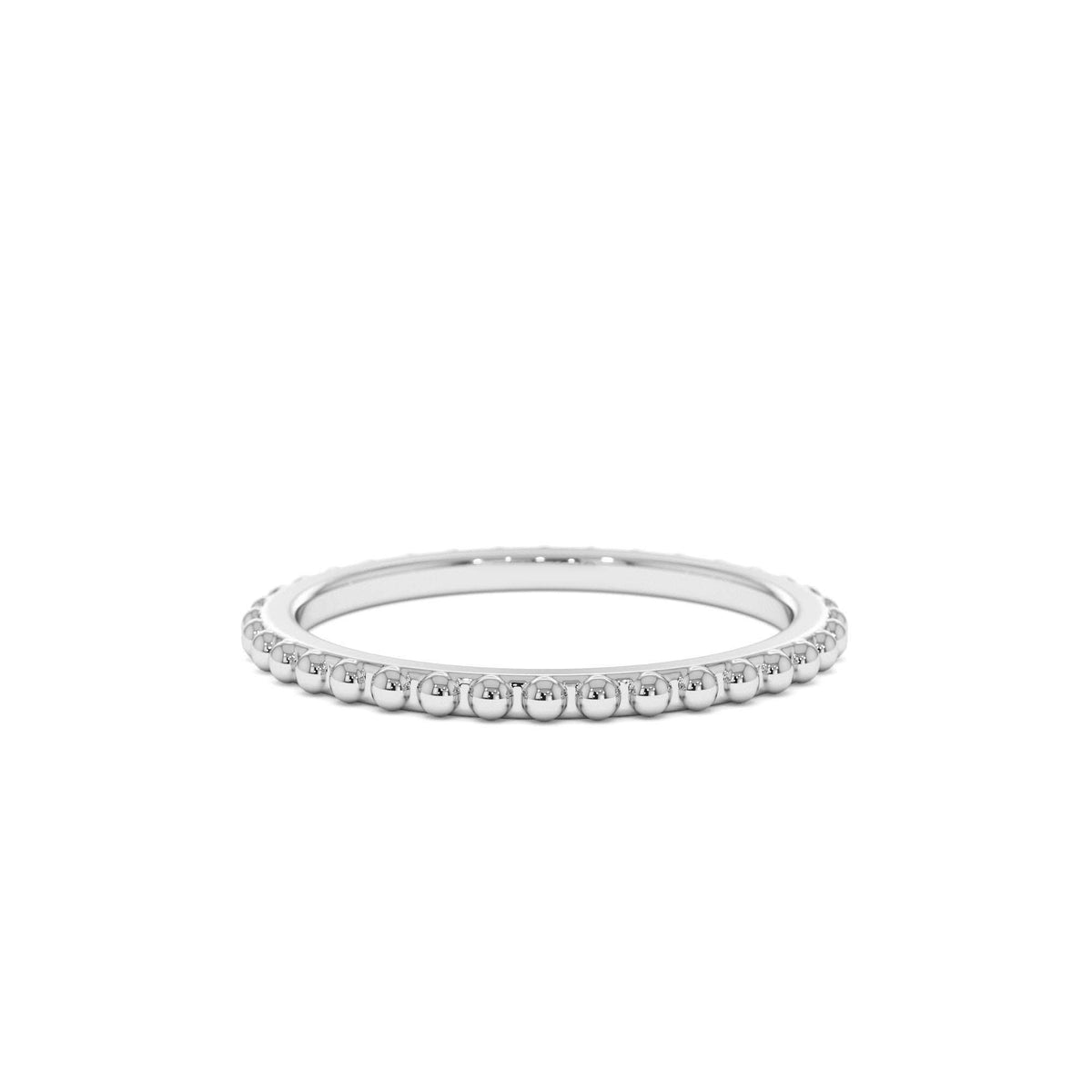 Beaded Wedding Band in 14K Gold — view 4