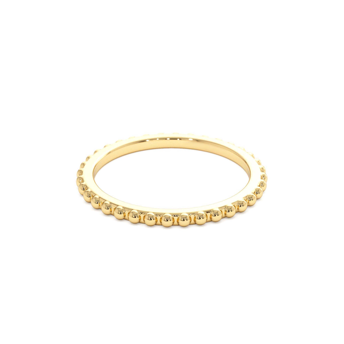 Beaded Wedding Band in 14K Gold — view 2
