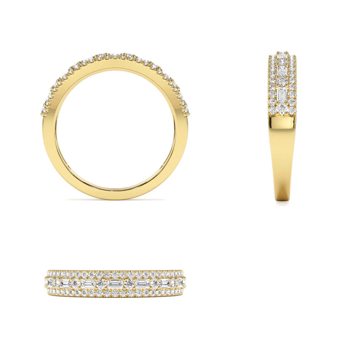 Baguette Diamond Wedding Ring in 14K Gold — view 3