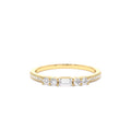 Baguette and Round Diamond Dainty Stackable Ring in 14K Gold — view 1