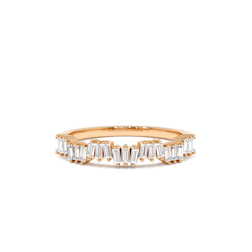 Asymetrical Baguette Diamonds Ring in 14K Gold — view 5