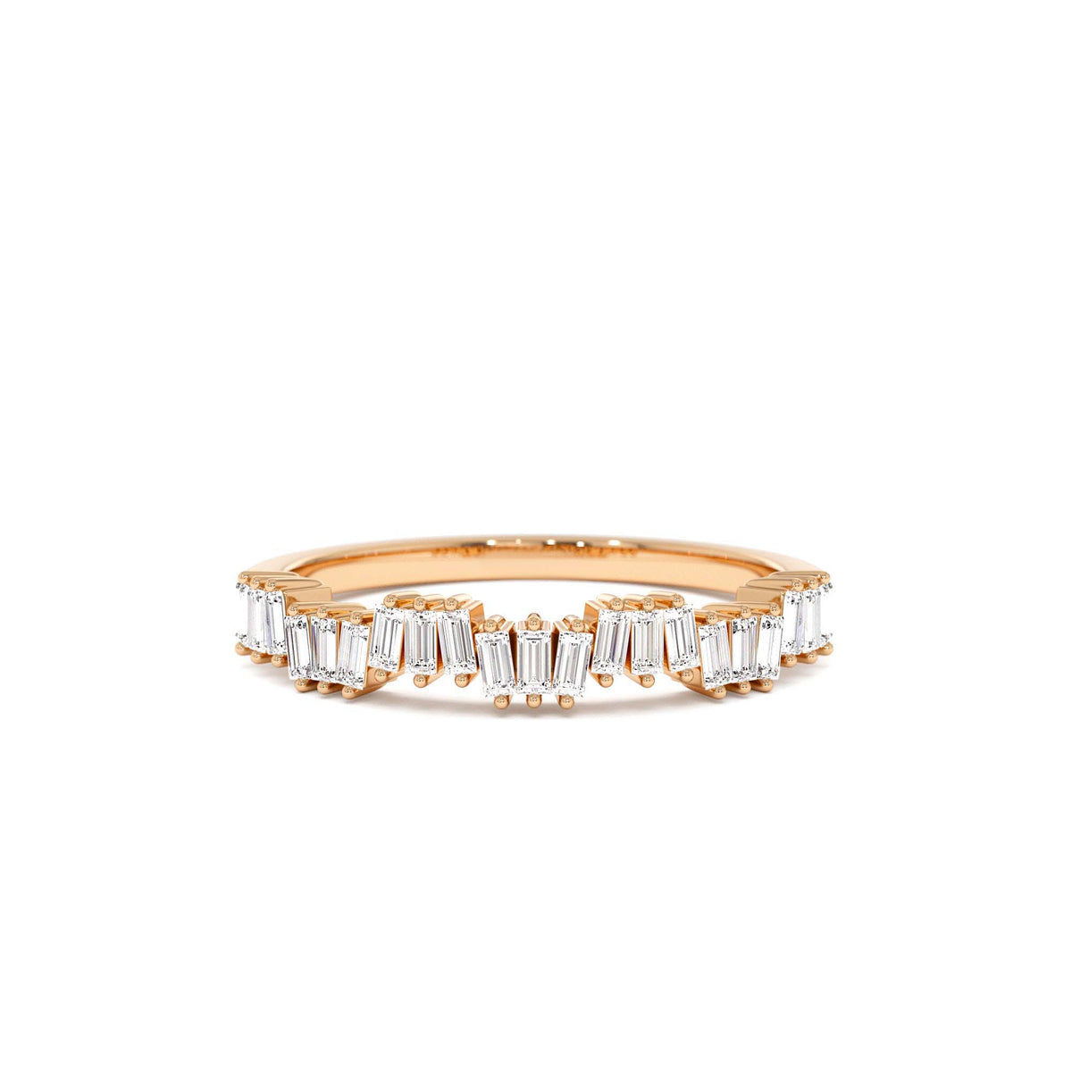 Asymetrical Baguette Diamonds Ring in 14K Gold — view 5