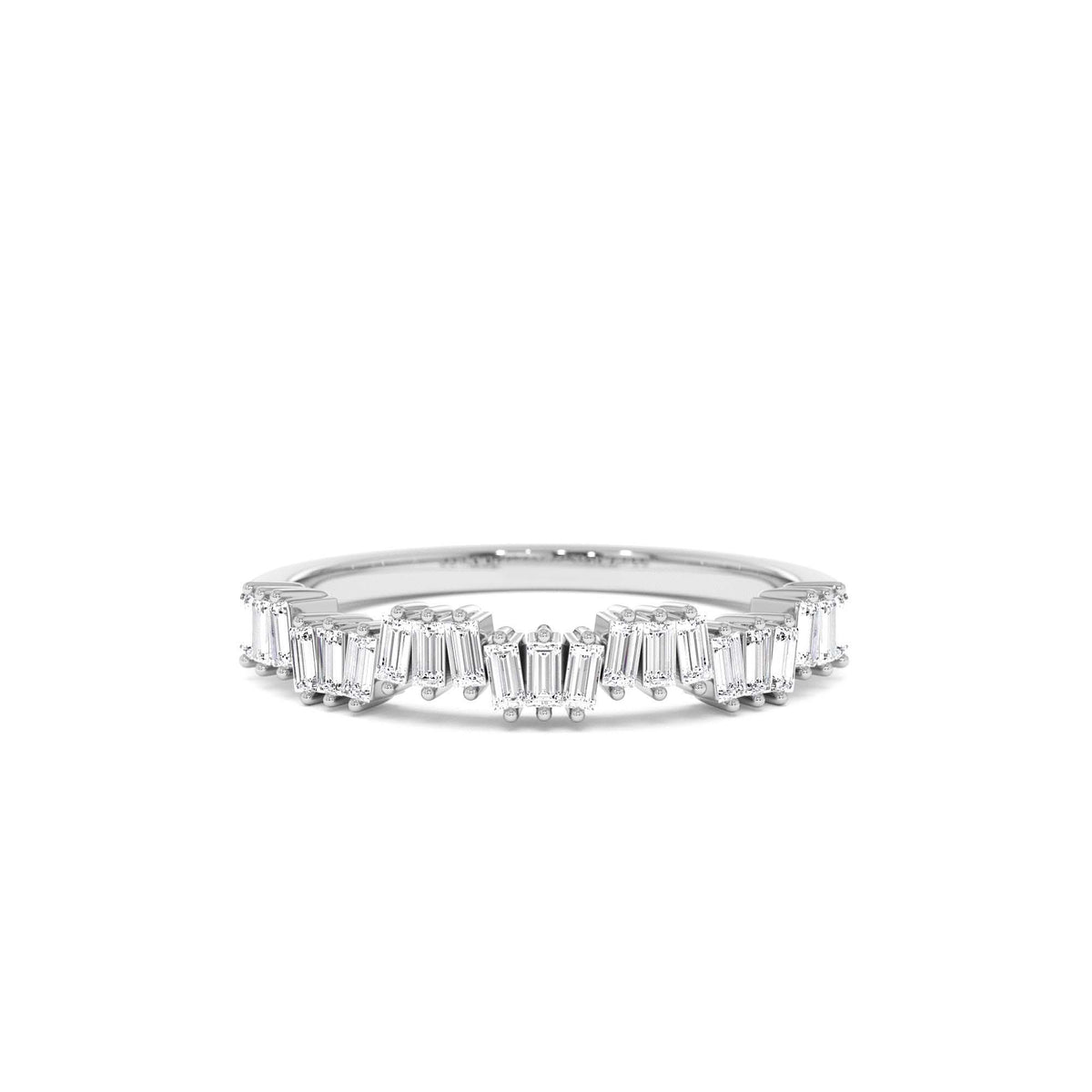 Asymetrical Baguette Diamonds Ring in 14K Gold — view 4
