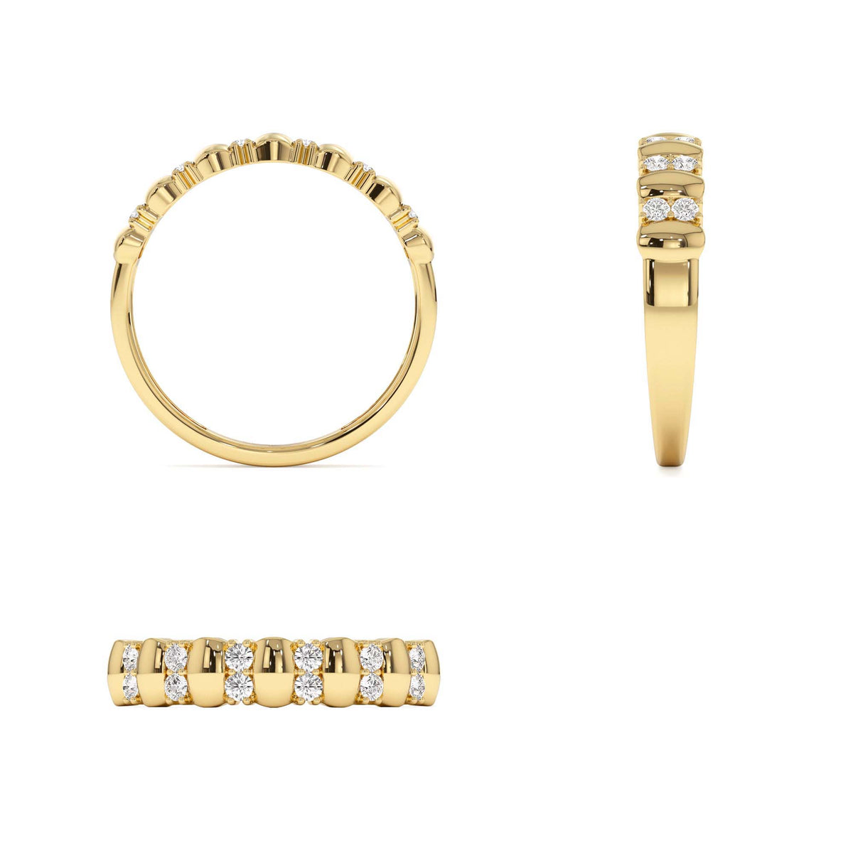Alternating Diamond Bar Band in 14K Gold — view 3