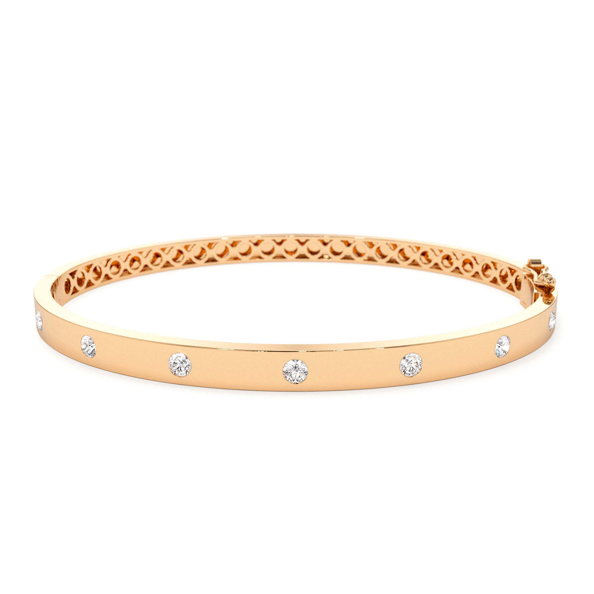 4mm Diamond Bangle Bracelet in 14K Gold — view 5
