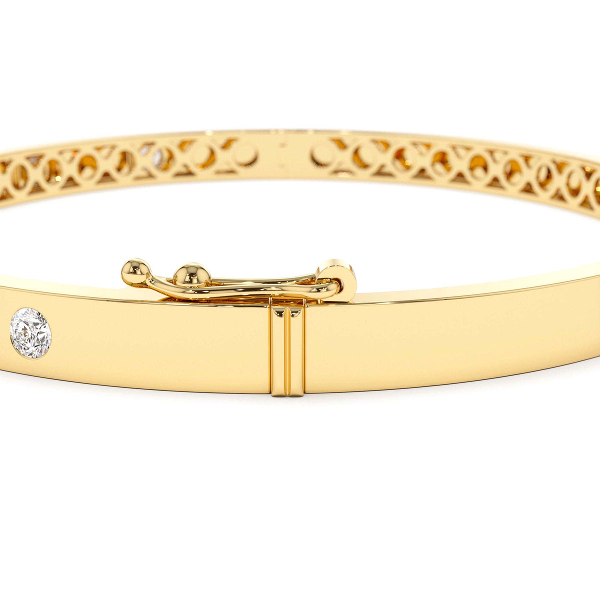 4mm Diamond Bangle Bracelet in 14K Gold — view 3