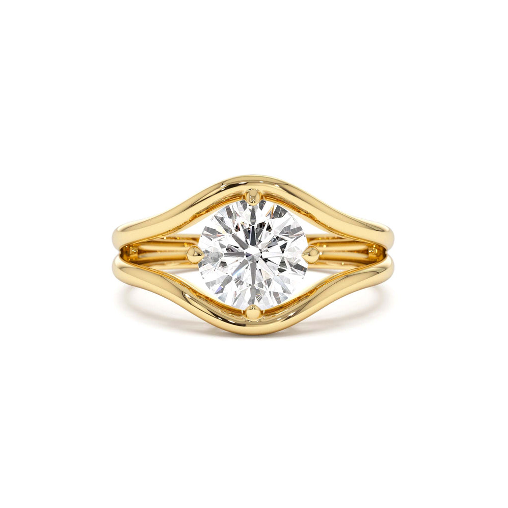 1.50 CTW Split Shank Unique Round Lab-Grown Diamond Engagement Ring in 14K Gold — view 1