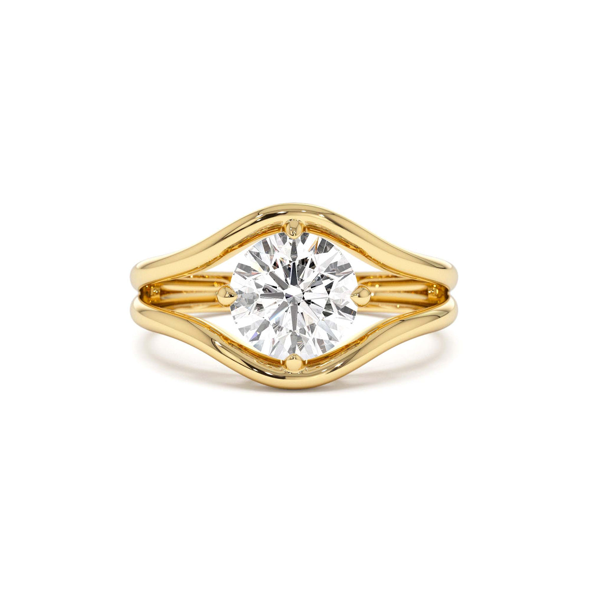 1.50 CTW Split Shank Unique Round Lab-Grown Diamond Engagement Ring in 14K Gold — view 1