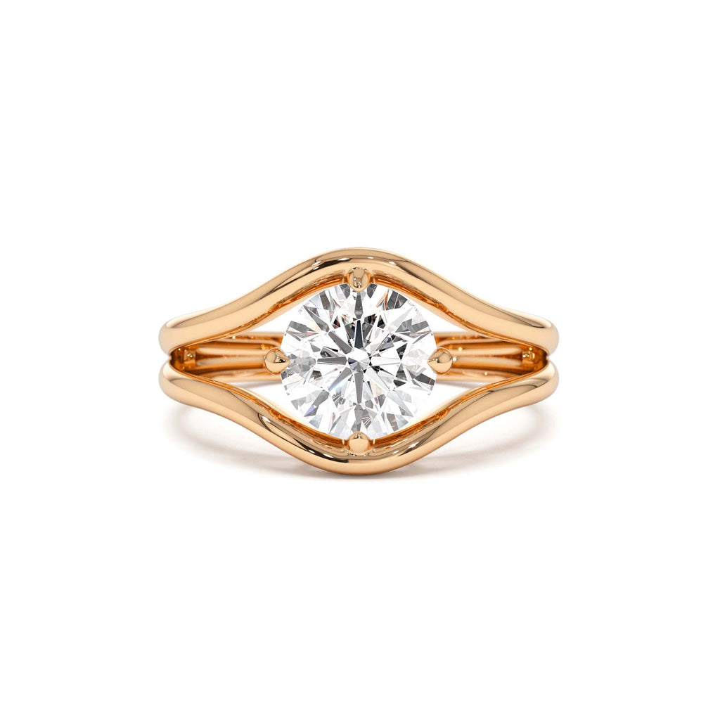 1.50 CTW Split Shank Unique Round Lab-Grown Diamond Engagement Ring in 14K Gold — view 5