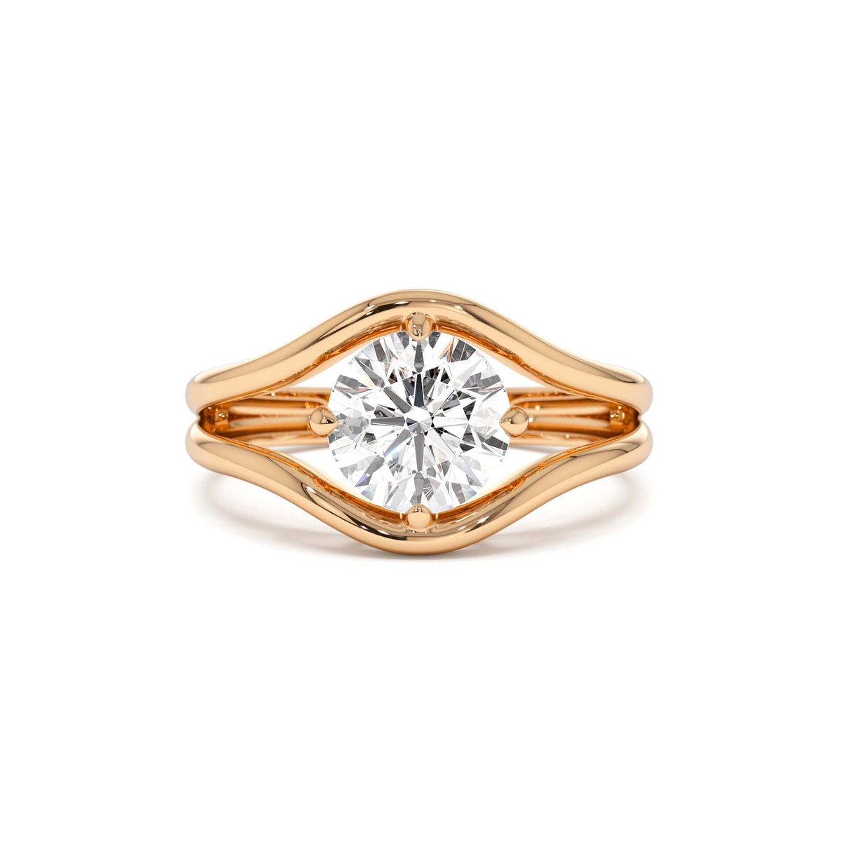 1.50 CTW Split Shank Unique Round Lab-Grown Diamond Engagement Ring in 14K Gold — view 5