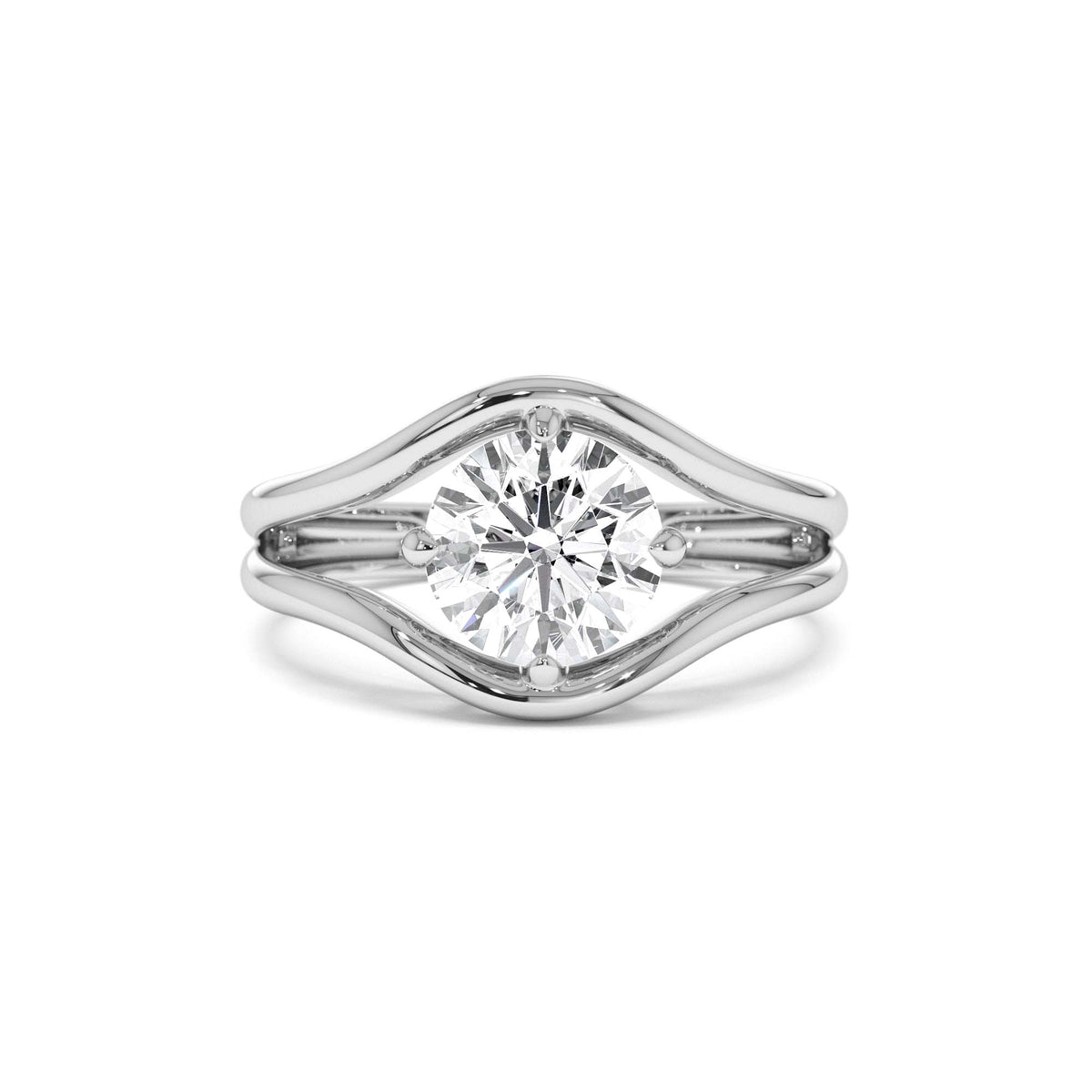 1.50 CTW Split Shank Unique Round Lab-Grown Diamond Engagement Ring in 14K Gold — view 4