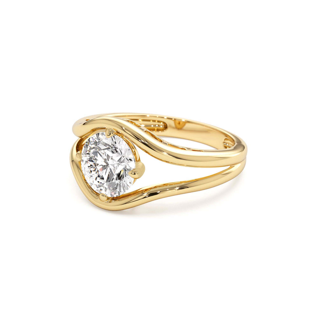 1.50 CTW Split Shank Unique Round Lab-Grown Diamond Engagement Ring in 14K Gold — view 2