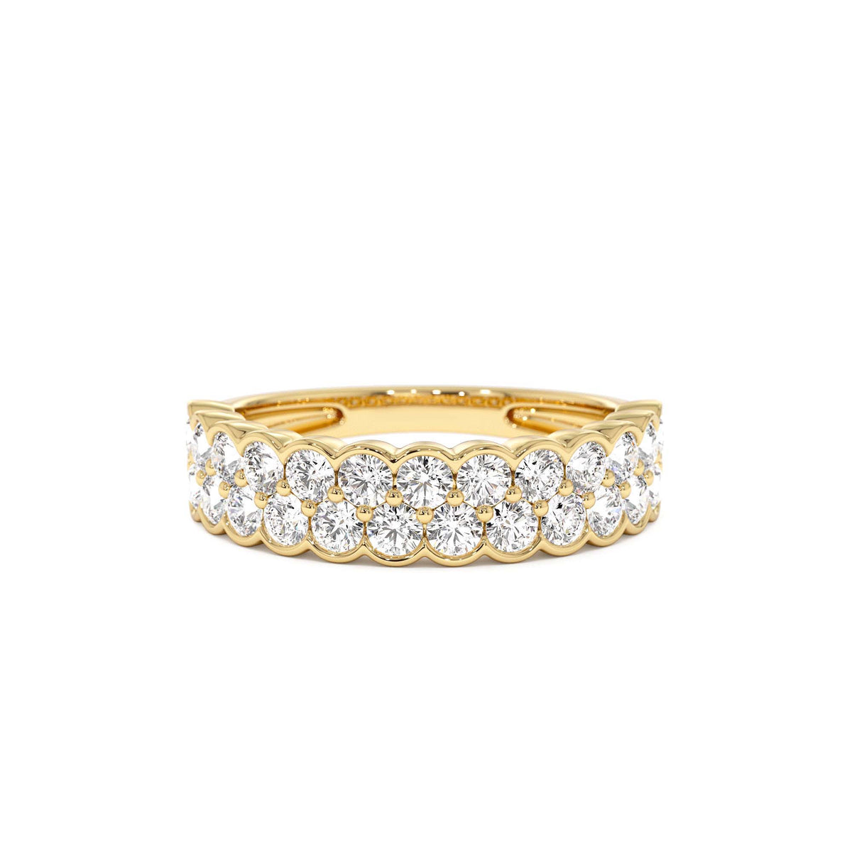 1.25 CTW Double Row Half Bezel Lab-Grown Diamond Ring in 14K Gold — view 1