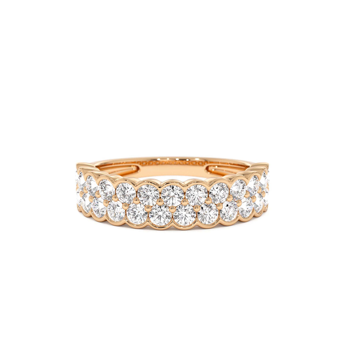 1.25 CTW Double Row Half Bezel Lab-Grown Diamond Ring in 14K Gold — view 5