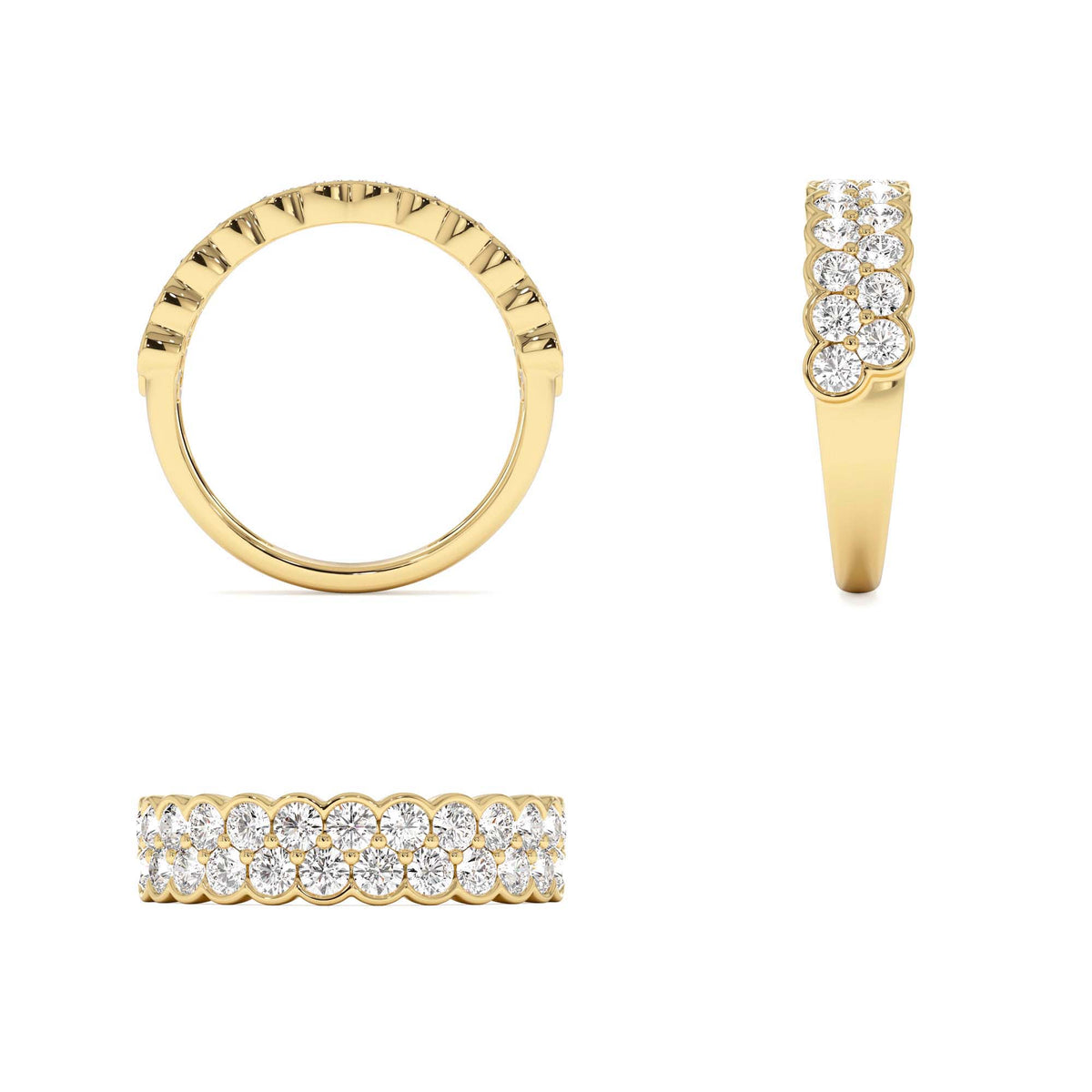 1.25 CTW Double Row Half Bezel Lab-Grown Diamond Ring in 14K Gold — view 3