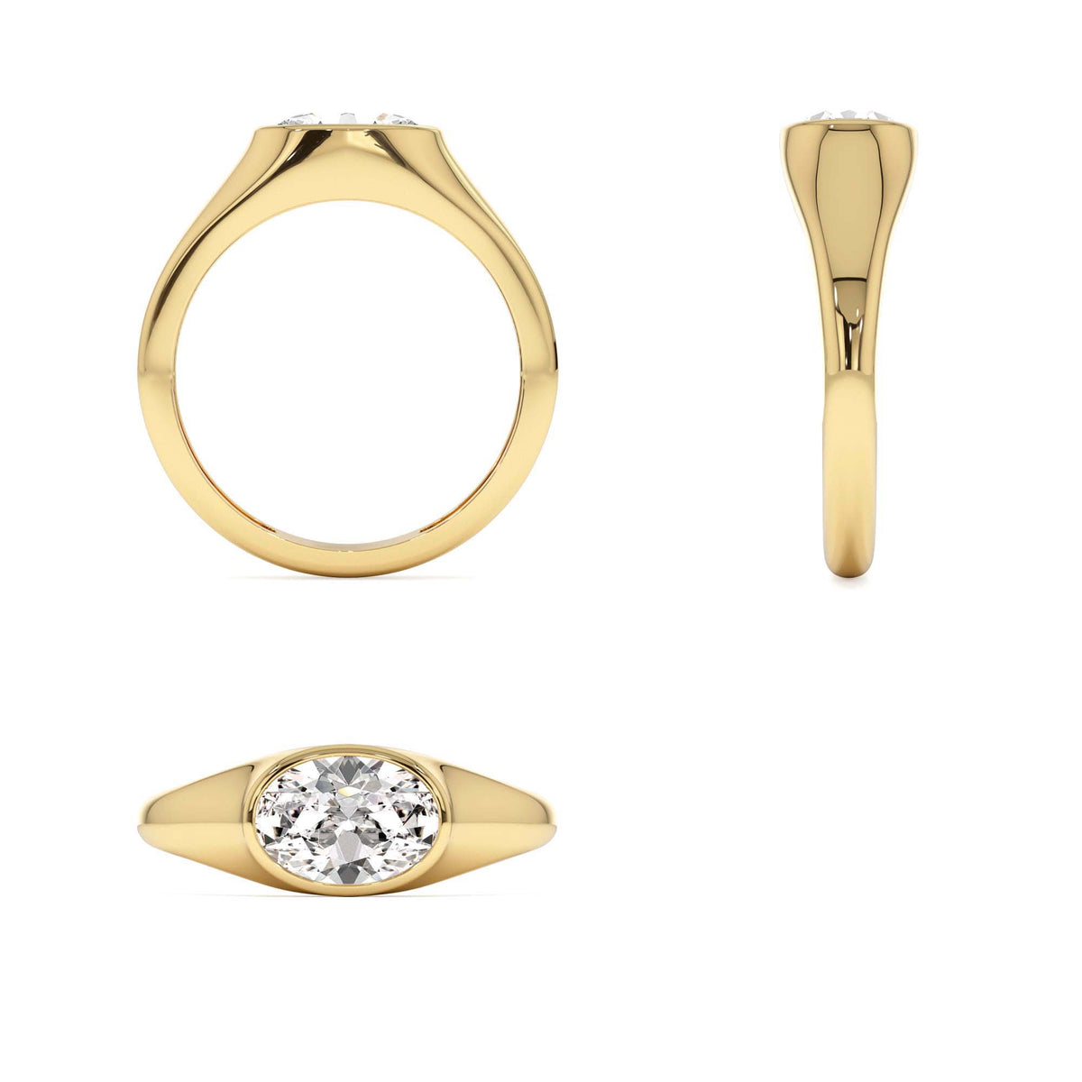 1.00 CTW Oval Shape Lab-Grown Diamond Ring in 14K Gold — view 3