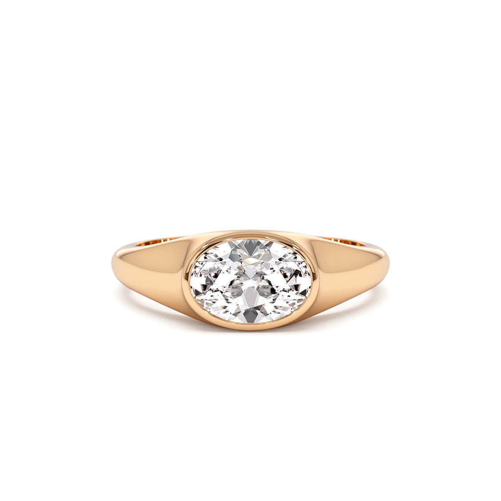 1.00 CTW Oval Shape Lab-Grown Diamond Ring in 14K Gold — view 5