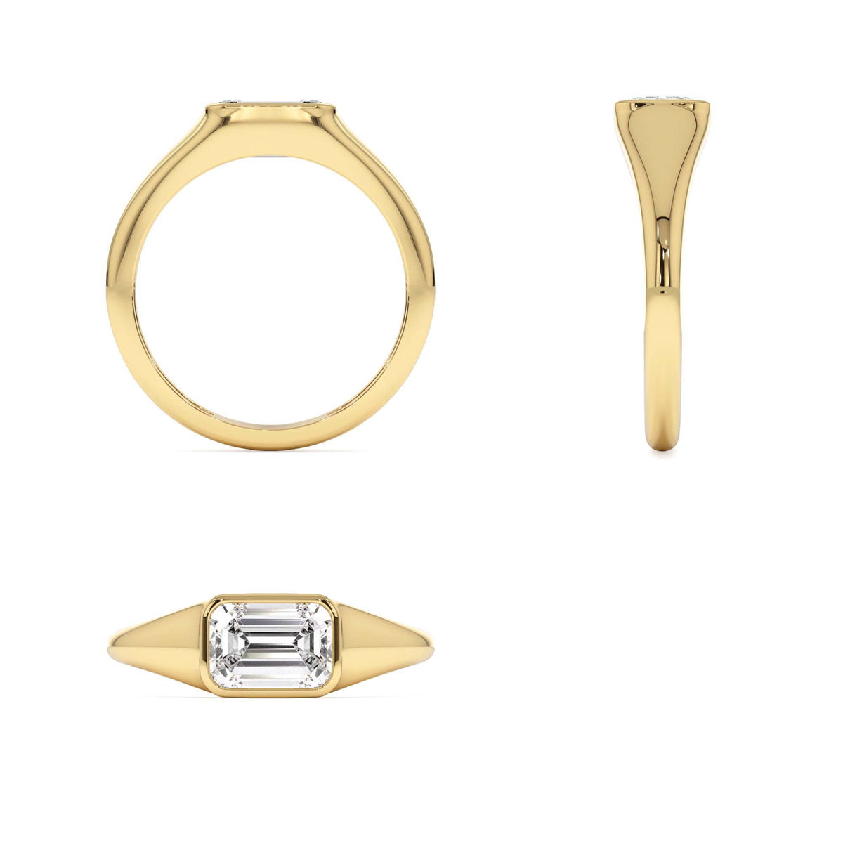 1.00 CTW Emerald Cut Lab-Grown Diamond Ring in 14K Gold — view 3