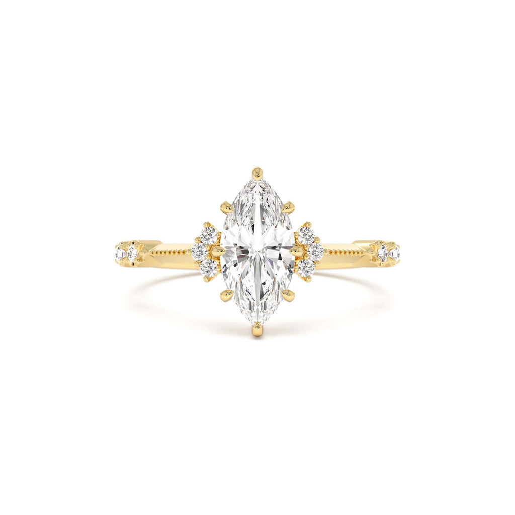 1.10 CTW Art Deco Marquise Shaped Lab-Grown Diamond Enagement Ring in 14K Gold — view 1