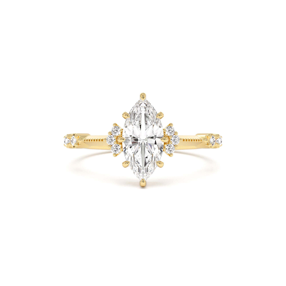 1.10 CTW Art Deco Marquise Shaped Lab-Grown Diamond Enagement Ring in 14K Gold — view 1