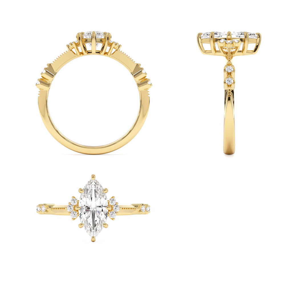 1.10 CTW Art Deco Marquise Shaped Lab-Grown Diamond Enagement Ring in 14K Gold — view 3