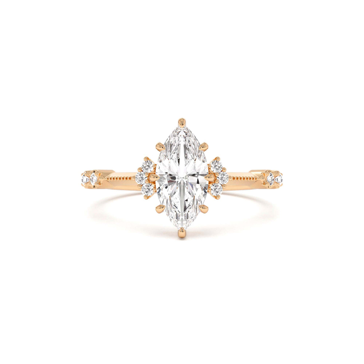 1.10 CTW Art Deco Marquise Shaped Lab-Grown Diamond Enagement Ring in 14K Gold — view 5