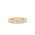 0.95 CTW Bezel Setting Emerald Cut & Round Lab-Grown Diamond Wedding Ring in 14K Gold — view 1