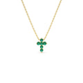 Tiny Emerald Cross Necklace in 14K Gold — view 1