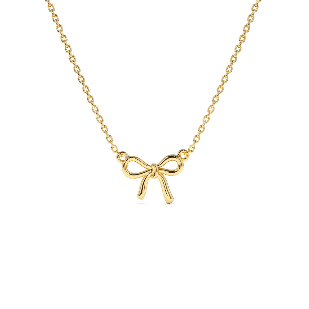 Plain Gold Ribbon Necklace in 14K Gold — view 1